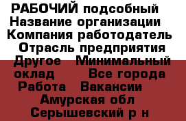 РАБОЧИЙ подсобный › Название организации ­ Компания-работодатель › Отрасль предприятия ­ Другое › Минимальный оклад ­ 1 - Все города Работа » Вакансии   . Амурская обл.,Серышевский р-н